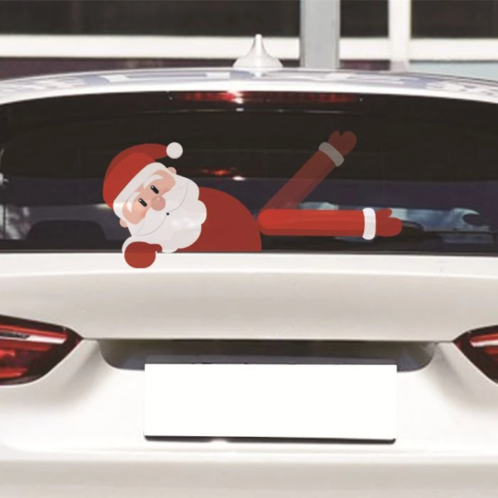 santa claus waving car wiper window sticker santa claus waving car wiper window sticker