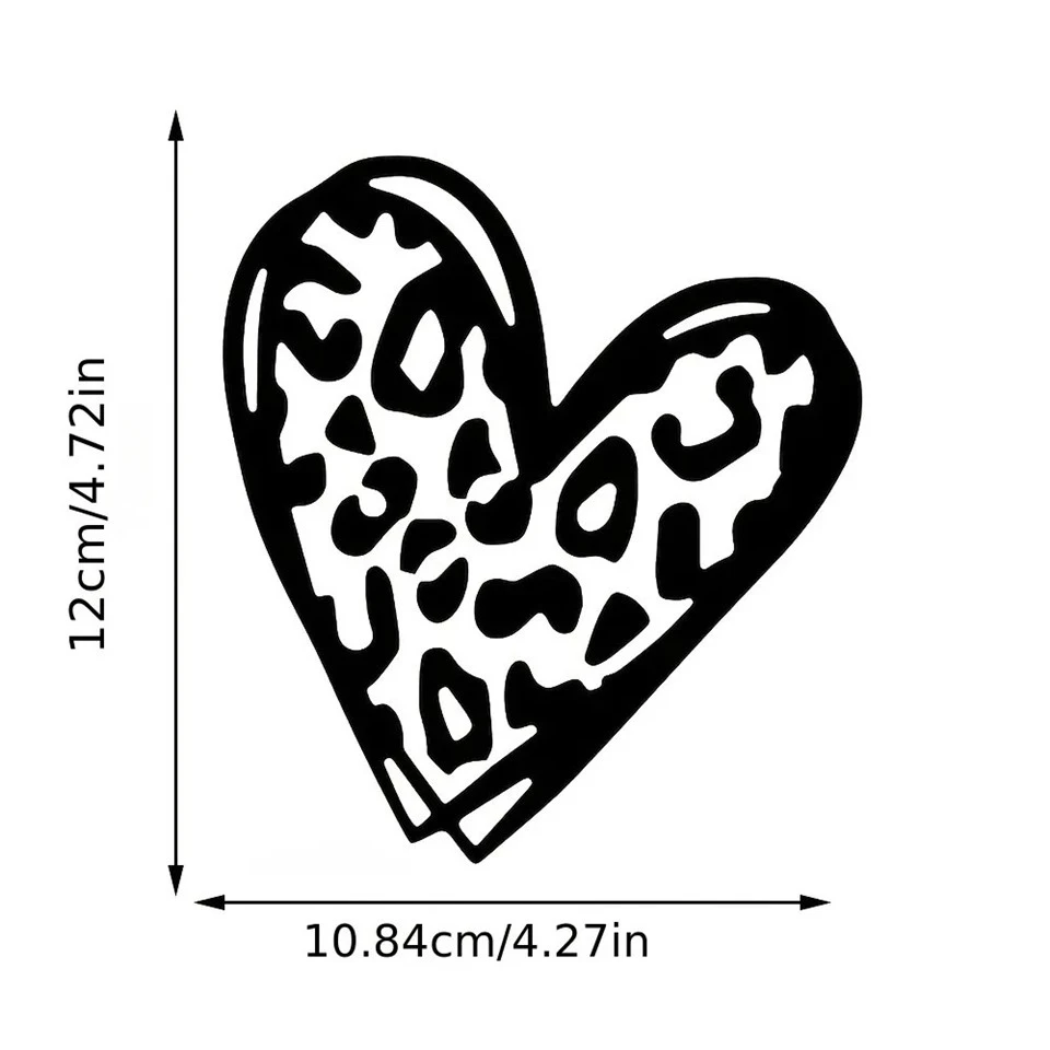 1pc 하트 모양의 표범 프린트 카 스티커