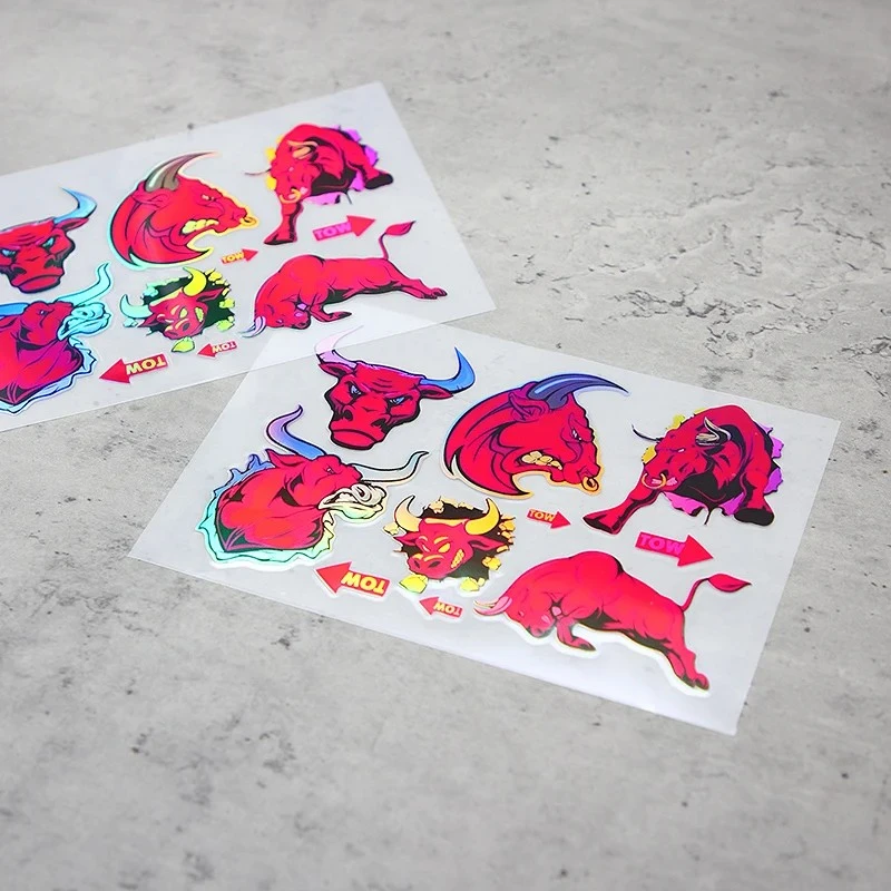 6pcs/set holographic bull decals