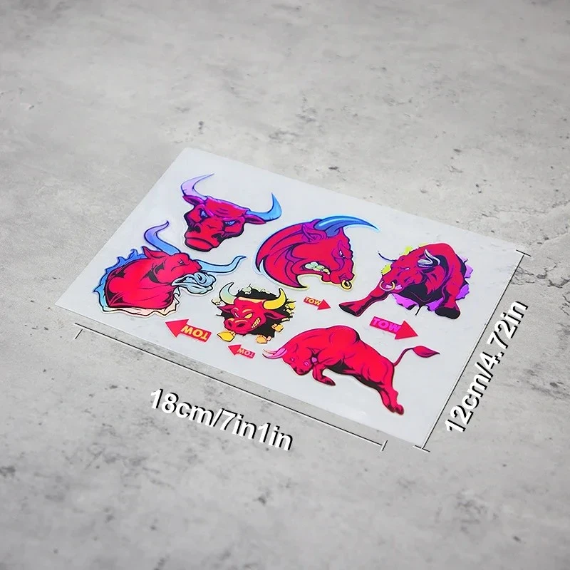 6PCS/SET Holographic Bull Decals price