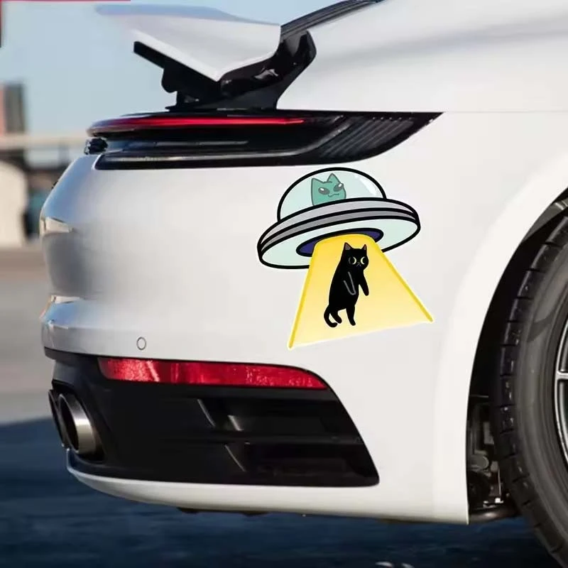 Cat UFO Creative Vinyl Waterproof Decal