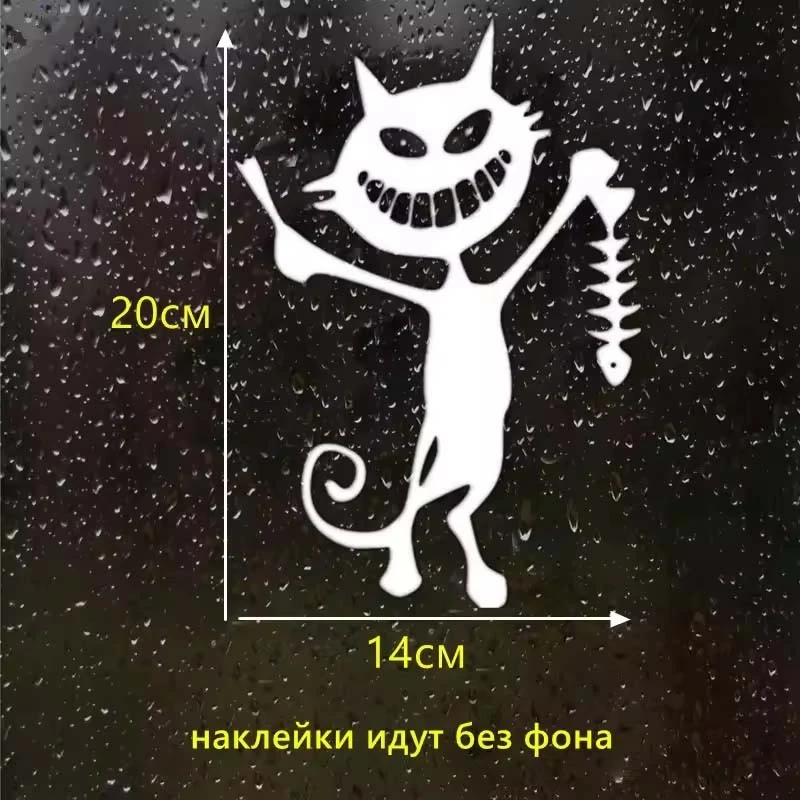 ET11397# Funny Fish And Cat Skeleton Decal For Car