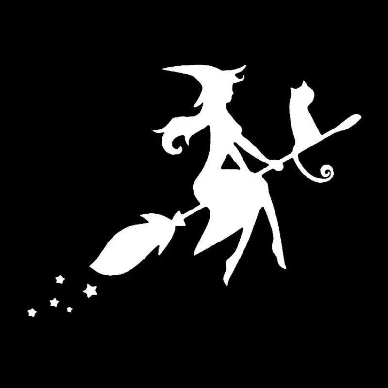 Flying Broom Witch Beauty Sticker Cat Vinyl Decal suppliers