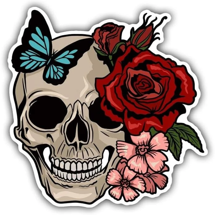 Skeleton Rose Patttern Car Decoration Sticker