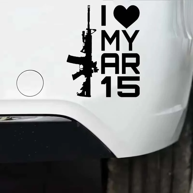 ET11386# I Love Ar-15 Gun Car Sticker