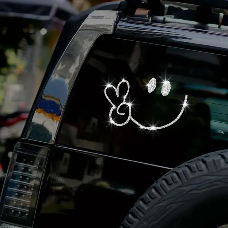 Glitter Smiling Face OK Gesture Motorcycle Sticker high quality