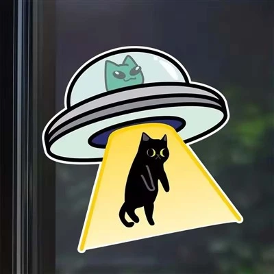 고양이 UFO 크리에이티브 비닐 방수 데칼