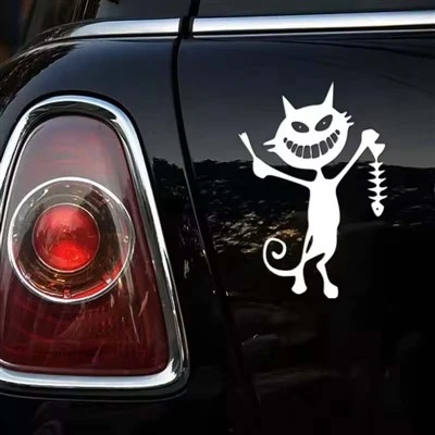 자동차를위한 재미있는 생선과 고양이 골격 데칼
