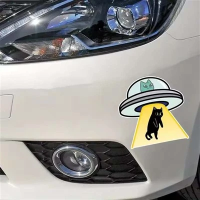 UFO는 고양이 비닐 방수 데칼을 잡습니다