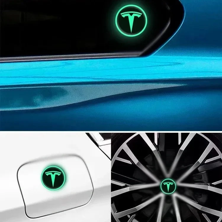 - {- 다크 휠 허브 스티커의 Tesla Cars Glow -