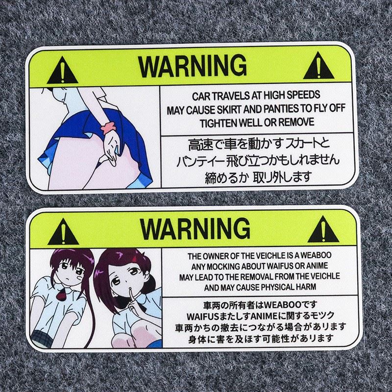 Warning Cartoon Girl Pattern Reflection Sticker